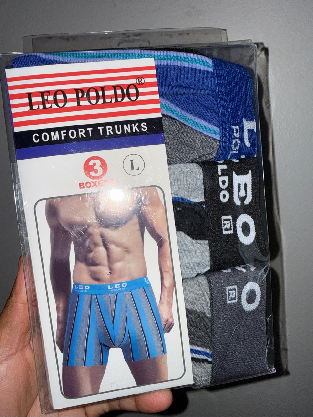 Men's Blue & Gray Comfort Trunks - 3 Pack (L)
